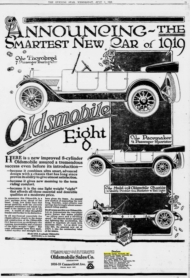 1919 Oldsmobile Sales Company Ad