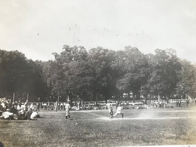 Reed Brothers Dodge Baseball Team on field at Rockville Fairgrounds